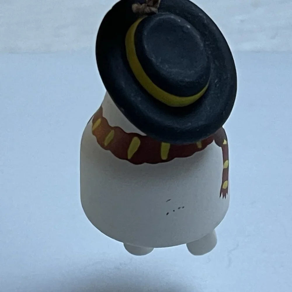 Ceramic Snowman‎ Dangle Legs Hanging Christmas Tree Ornament Scarf Black Hat